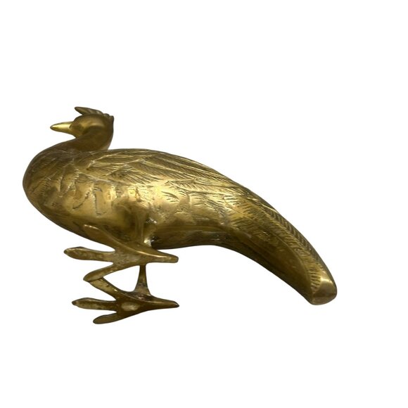 Vintage Large 12 x 12 inch Brass Peacock Bird Figurine - Picture 8 of 8